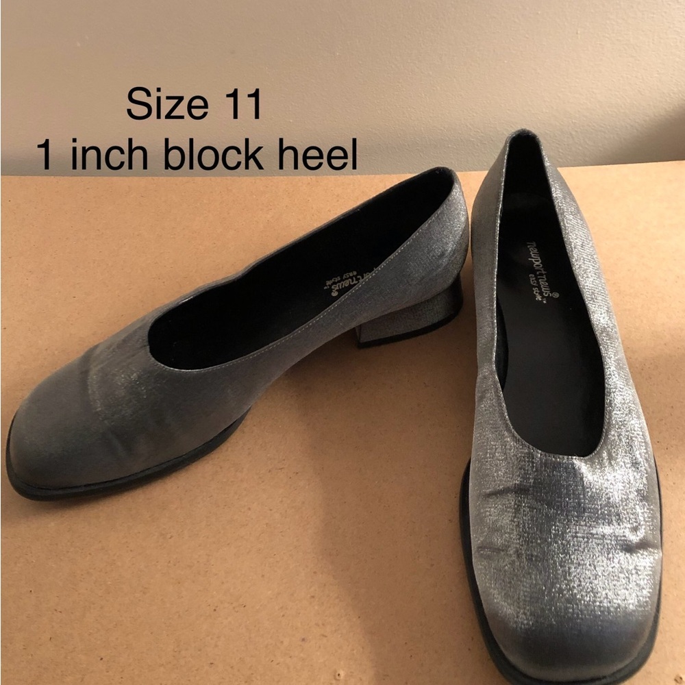 Silver shoes with Block Heel